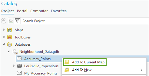 Fügen Sie der Karte den Layer "Accuracy_Points" hinzu.