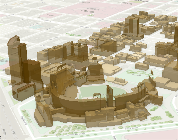 3D-Ansicht des Stadtzentrums von San Diego in verschiedenen Brauntönen