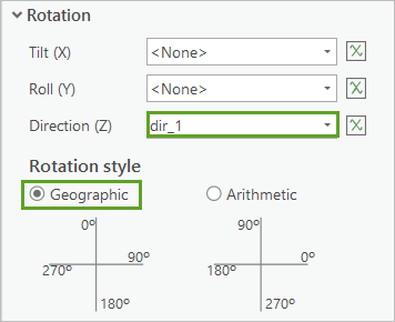 Parameter im Abschnitt "Rotation"