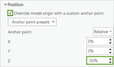 Parameter für den Abschnitt "Position" im Bereich "Symbolisierung"