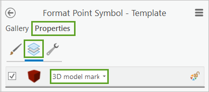 Ausgewählte Option "3D-Modellmarker"