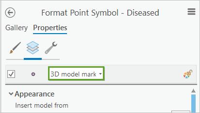 Ausgewählte Option "3D-Modellmarker"