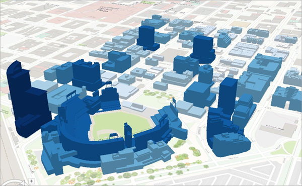 3D-Ansicht des Baseballstadions im Stadtzentrum von San Diego