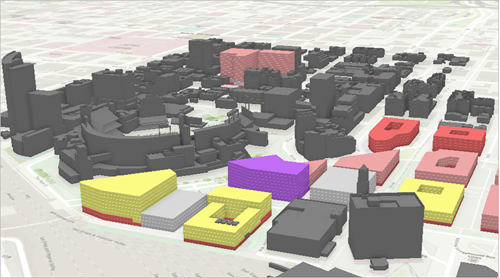 Aktivierte Layer "Untextured Buildings" und "Proposed Buildings"