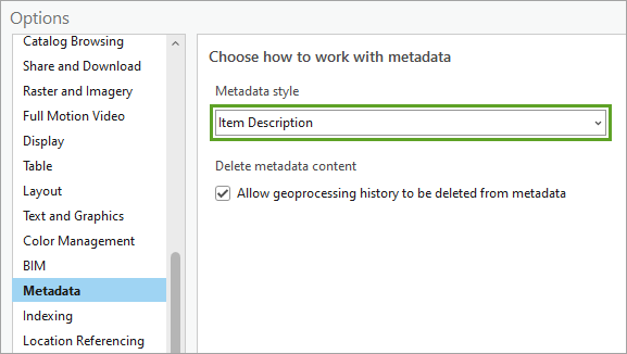 Option für Metadaten-Style