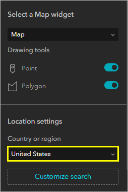 Option "United States"