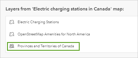 "Provinces and Territories of Canada" im Fenster "Layer auswählen"