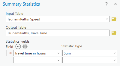 Parameter des Werkzeugs "Summenstatistik"