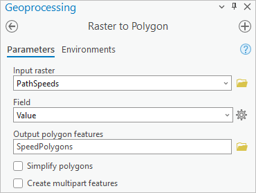 Parameter des Werkzeugs "Raster in Polygon"