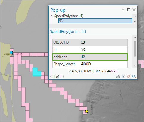 Feld "gridcode" in einem Pop-up