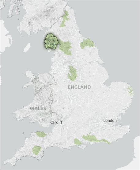 Karte der 10 Nationalparks in England