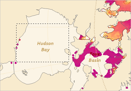 Auswahlfeld um die Beschriftung "Hudson Bay"