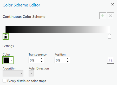 Farbstopp für Schwarz im Farbschema-Editor