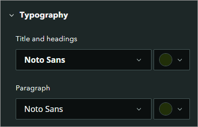 Typografie, die auf "Noto Sans" und ein Dunkelgrün festgelegt wurde