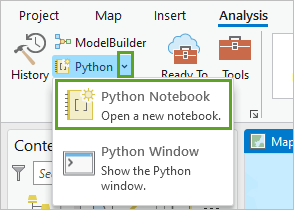 "Python-Notebook" im Menü für Python