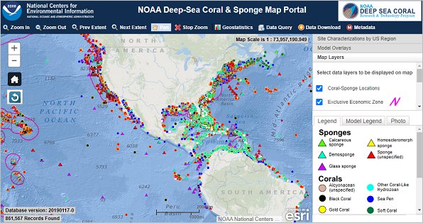 Seite "NOAA Deep-Sea Coral & Sponge Portal"