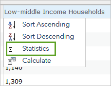 Statistiken für das Einkommensattribut