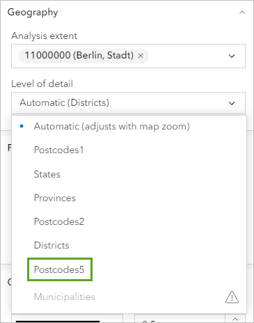 Detaillierungsebene "Postcodes5"