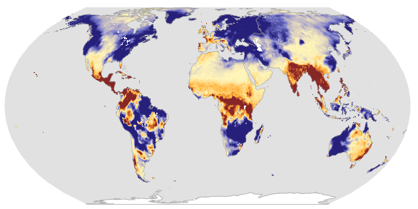 Globale Niederschlagsdaten in der Projektion "Equal Earth"