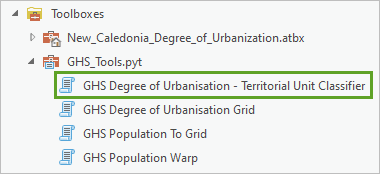 Werkzeug "GHS Degree of Urbanisation - Territorial Unit Classifier"