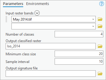 Parameter für das Werkzeug 'Iso-Cluster'