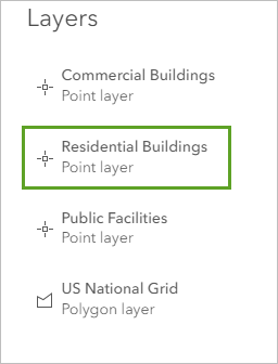 Auf den Layer "Residential Buildings" klicken