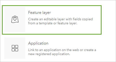 "Feature-Layer" im Fenster "Neues Element"