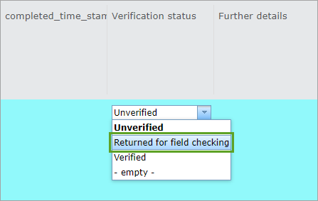 Option "Returned for field checking"