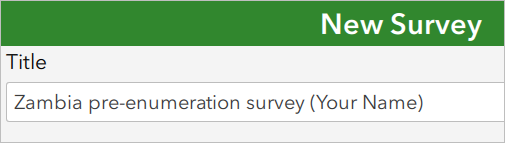 Parameter "Titel" für den neuen Survey