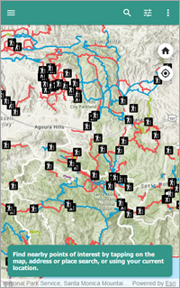 Karte der Wanderwege und Routenanfänge in der nativen App auf dem Desktop-Computer