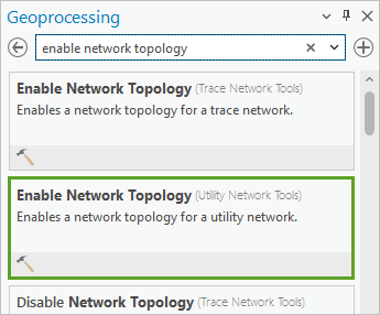 "Netzwerk-Topologie aktivieren (Utility Network Tools)" im Bereich "Geoverarbeitung"