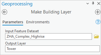 Im Bereich "Gebäude-Layer erstellen" eingegebene Parameter