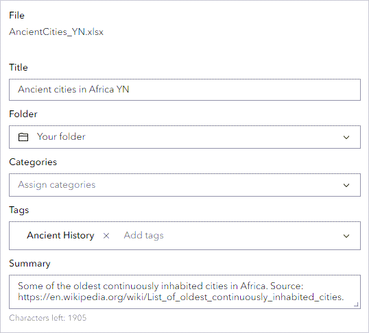 Parameter für das neue Element