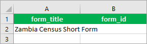 Formulartitel auf "Zambia Census Short Form" festgelegt