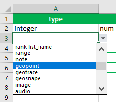 Option "geopoint" für Spalte "type"