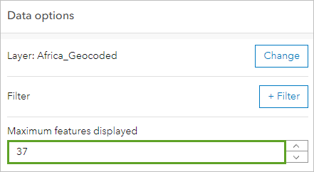 "Maximal angezeigte Features" in "Datenoptionen", festgelegt auf 37