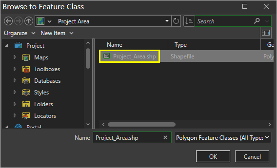 Die Shapefile "Project_Area"