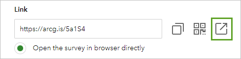 Schaltfläche "Den Survey in einer neuen Registerkarte öffnen" unter "Link"