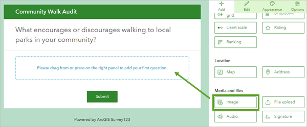 Fragetyp "Bild" in den Survey ziehen