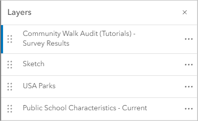 Der Layer "Community Walk Audit_results", der im Bereich "Layer" ausgewählt wurde