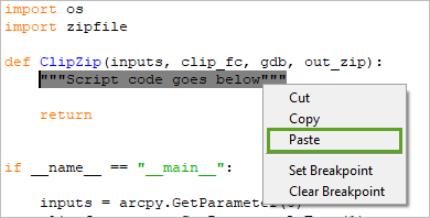 Fügen Sie den Code des ursprünglichen Skripts in den Code-Block ein.