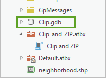 "Clip.gdb" wurde hinzugefügt.