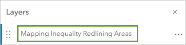 Der Layer "Mapping Inequality Redlining Areas" ausgewählt im Bereich "Layer"