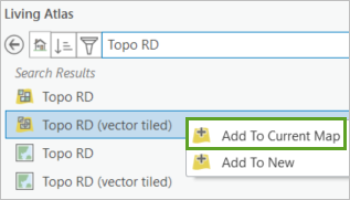 Fügen Sie den Layer "Topo RD (vector tiled)" hinzu.