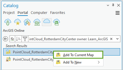 Fügen Sie den Layer "PointCloud_RotterdamCityCenter" hinzu.