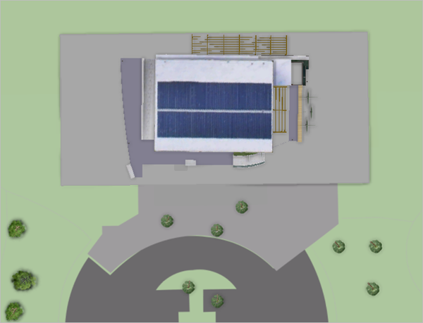 Ansicht des Gemeindehauses mit dem Lesezeichen "Building Slab"