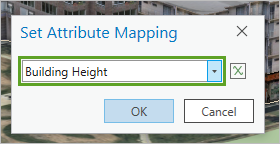 Fenster "Attributzuordnung festlegen" auf "BLDGHEIGHT" festgelegt
