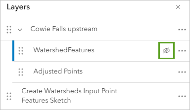 Schaltfläche "Sichtbarkeit" des Layers "WatershedFeatures"