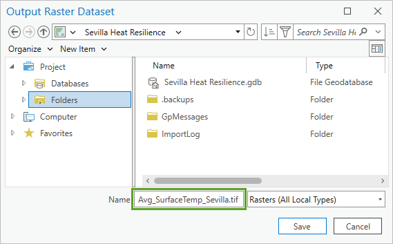 Parameter "Name" im Fenster "Ausgabe-Raster-Dataset"