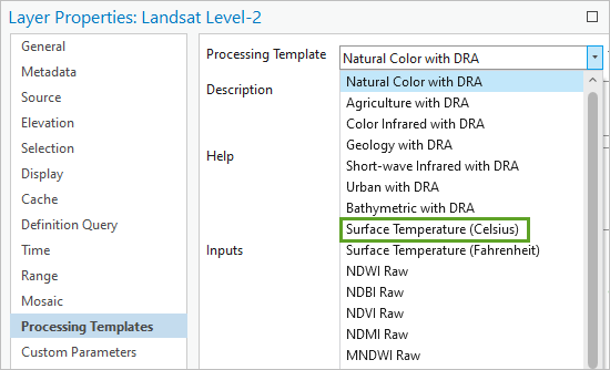 Verarbeitungsvorlage "Band 10 Surface Temperature in Celsius".